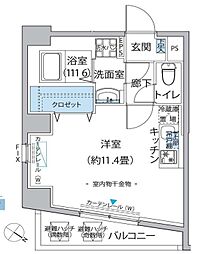 JR山手線 駒込駅 徒歩6分の賃貸マンション 4階ワンルームの間取り