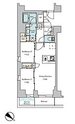 Brillia ist 文京六義園 4階2DKの間取り