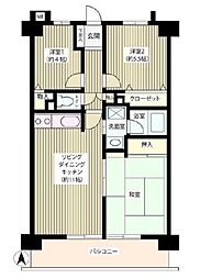 西武池袋線 江古田駅 徒歩6分の賃貸マンション 2階3LDKの間取り