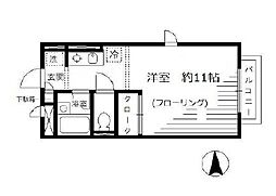 西武有楽町線 新桜台駅 徒歩4分の賃貸アパート 2階ワンルームの間取り