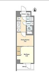 都電荒川線 荒川車庫前駅 徒歩2分の賃貸マンション 4階1DKの間取り