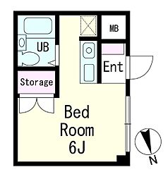 西武池袋線 椎名町駅 徒歩6分の賃貸マンション 1階ワンルームの間取り