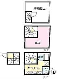 LAVA TOWER 3階1Kの間取り