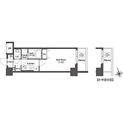 JR埼京線 板橋駅 徒歩5分の賃貸マンション 6階1Kの間取り