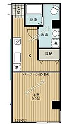 西武池袋線 江古田駅 徒歩7分の賃貸マンション 2階ワンルームの間取り