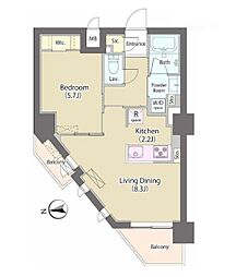 神明公園ハイツ・文京 4階1LDKの間取り