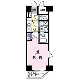 都営大江戸線 練馬春日町駅 徒歩2分の賃貸マンション 6階1Kの間取り