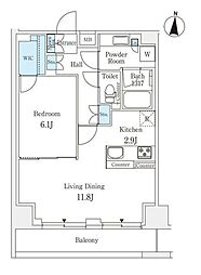 西武有楽町線 練馬駅 徒歩2分の賃貸マンション 12階1LDKの間取り