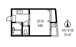 東京メトロ南北線 駒込駅 徒歩10分の賃貸アパート 1階1Kの間取り
