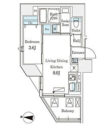 東京メトロ丸ノ内線 池袋駅 徒歩9分の賃貸マンション 8階1LDKの間取り