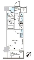 都電荒川線 向原駅 徒歩2分の賃貸マンション 4階ワンルームの間取り