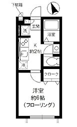 都営大江戸線 練馬駅 徒歩9分の賃貸アパート 1階1Kの間取り