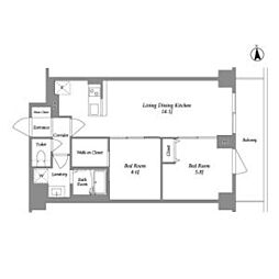 東武東上線 上板橋駅 徒歩14分の賃貸マンション 5階2LDKの間取り