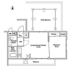 都営大江戸線 新江古田駅 徒歩3分の賃貸マンション 4階1LDKの間取り