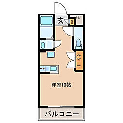 西武有楽町線 練馬駅 徒歩5分の賃貸マンション 2階ワンルームの間取り