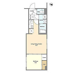 東京メトロ副都心線 千川駅 徒歩2分の賃貸マンション 1階1LDKの間取り