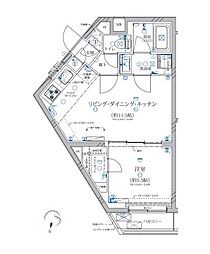 都営大江戸線 新江古田駅 徒歩12分の賃貸マンション 2階1LDKの間取り
