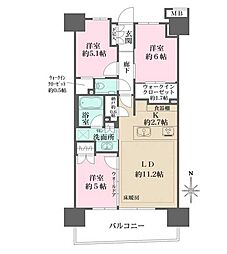 JR京浜東北・根岸線 王子駅 徒歩12分の賃貸マンション 12階3LDKの間取り