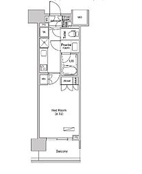 西武池袋線 石神井公園駅 徒歩1分の賃貸マンション 8階1Kの間取り
