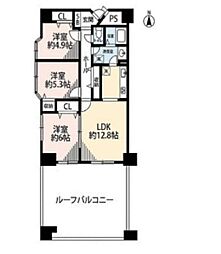 西武有楽町線 練馬駅 徒歩6分の賃貸マンション 3階3LDKの間取り