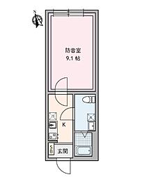 都営大江戸線 新江古田駅 徒歩7分の賃貸マンション 4階1Kの間取り