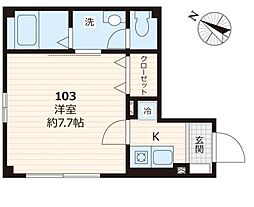 都電荒川線 新庚申塚駅 徒歩6分の賃貸マンション 1階1Kの間取り