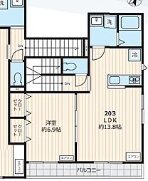 JR京浜東北・根岸線 西日暮里駅 徒歩5分の賃貸アパート 2階1LDKの間取り