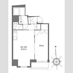西武有楽町線 練馬駅 徒歩6分の賃貸マンション 6階1LDKの間取り