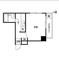 都営大江戸線 練馬駅 徒歩5分の賃貸マンション 3階ワンルームの間取り