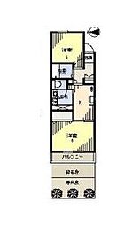 江古田第2ローヤルコーポA棟 2DKの間取図画像
