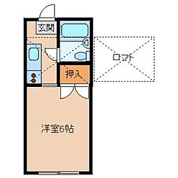エステート南街 2階1Kの間取り