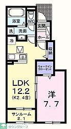 リバーテラスＫ 1階1LDKの間取り