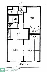 JR青梅線 東中神駅 徒歩7分の賃貸マンション 3階3Kの間取り