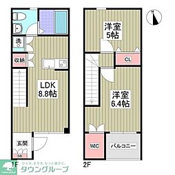 アンジュエールA 1階2DKの間取り