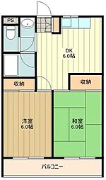 サンアベニュー（東大和市） 1階2DKの間取り