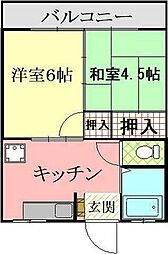 たま川コーポ 2Kの間取図画像