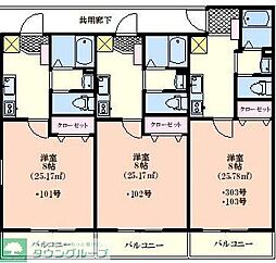 JR青梅線 羽村駅 徒歩2分の賃貸アパート 1階1Kの間取り