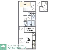JR中央線 八王子駅 バス12分 川口川橋下車 徒歩10分の賃貸アパート 2階1Kの間取り