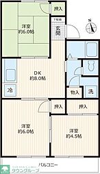 メゾン栗の沢 2階3DKの間取り