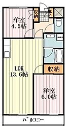 エクセレントシティ 2階2LDKの間取り