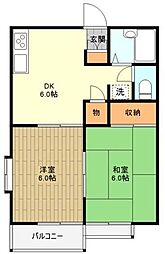 サンハイツ 1階2DKの間取り