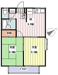 エステートピアＵ 1階2DKの間取り