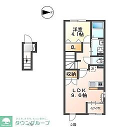 ファシノ 2階1LDKの間取り