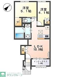 クレリア 1階2LDKの間取り