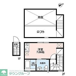 クリア立川 2階ワンルームの間取り