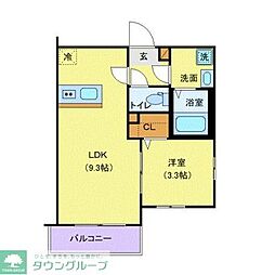 JR青梅線 羽村駅 徒歩8分の賃貸アパート 1階1LDKの間取り