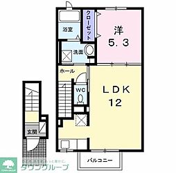 ミルト・ラフレシール 2階1LDKの間取り