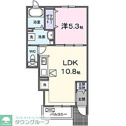 ミルト・ラフレシール 1階1LDKの間取り
