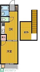 ベルフォーレ武蔵野台 2階1DKの間取り