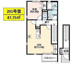 ＤｕｒａＣａｓａ　ＭＩＨＯＲＩ 2階1LDKの間取り
